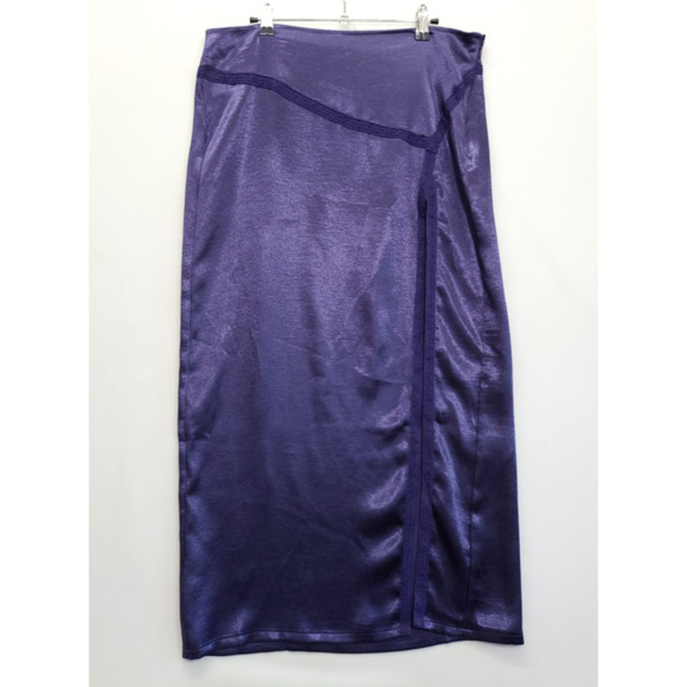 Free‎ People Slip Skirt Midi High Slit Satin Purple Women 4 Feminine Romantic